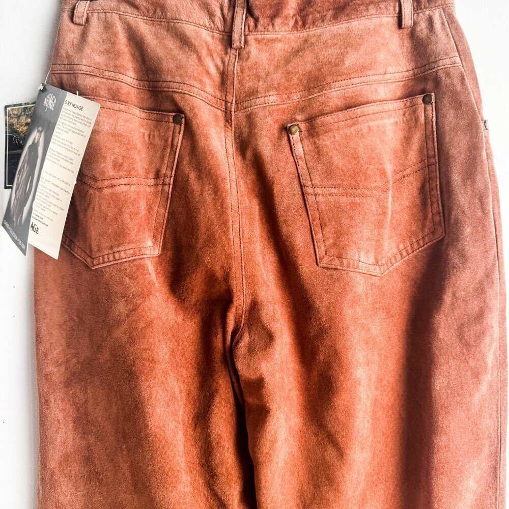 NuAge Brown Suede Straight Leg Pants 8 - Picture 5 of 6